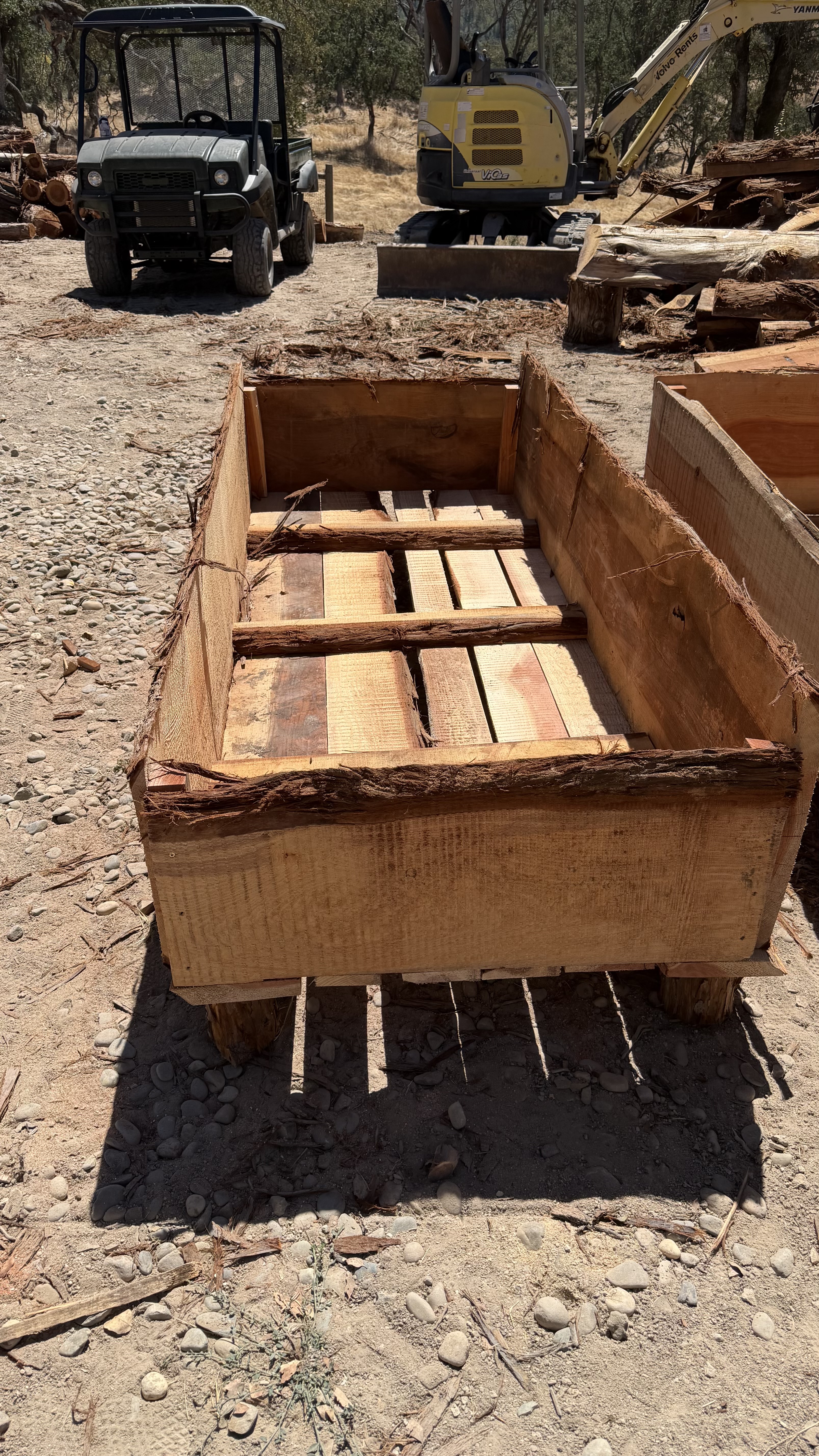 Redwood planter box showing varied boards and grain